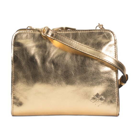 PATRICIA NASH Leather Evangeline Framed Crossbody With Chain Handle - Gold - Picture 1 of 5